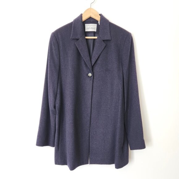 Vintage Lord & Taylor Gray Blue Cashmere Blazer Jacket Swing Button Wool‎ Sz 10 - Picture 1 of 12